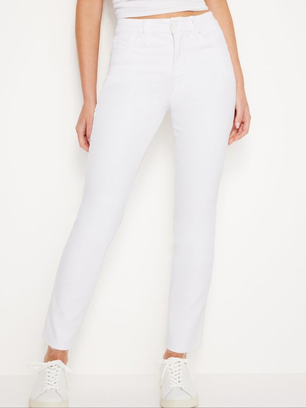 NWT Good Legs White Crop Raw Edge Straight Jeans 14/32 Firm Price